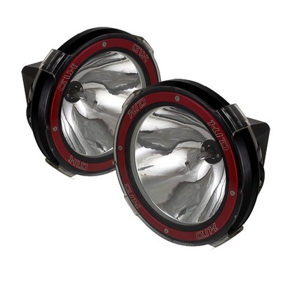 Spyder 7" HID 4x4 Fog Lights Black/Red Housing With Wiring